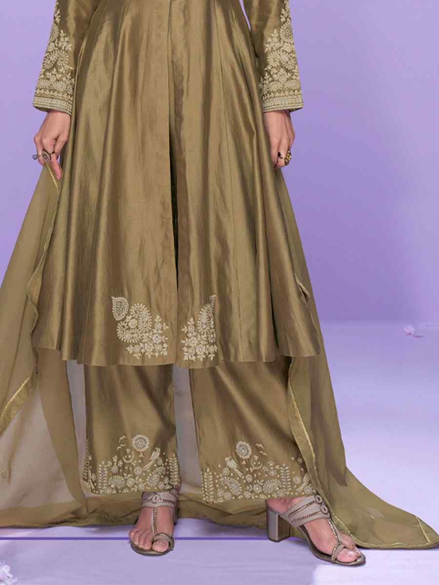 Mahendi Green Real Premium Roman Silk Embroidery Party Wedding Festival Casual Ready Palazzo Pant Salwar Kameez