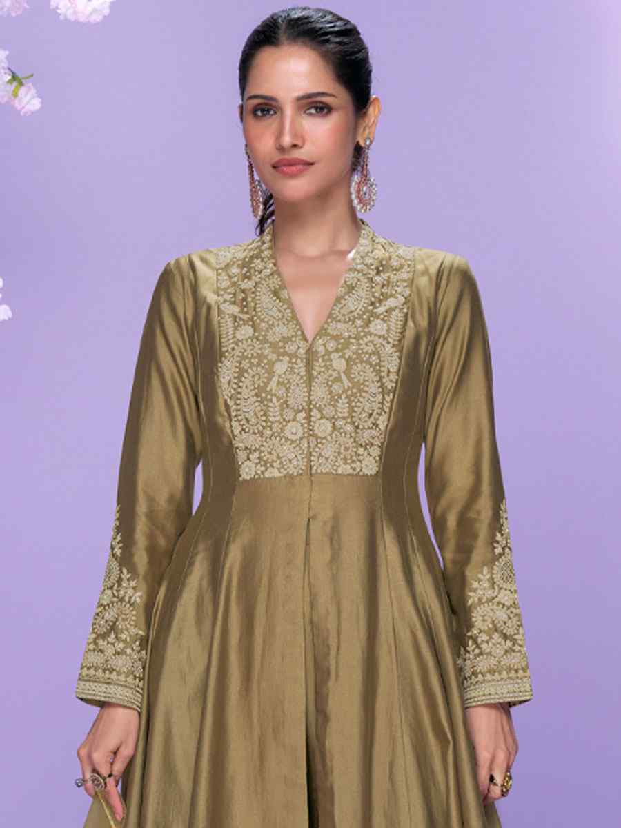 Mahendi Green Real Premium Roman Silk Embroidery Party Wedding Festival Casual Ready Palazzo Pant Salwar Kameez