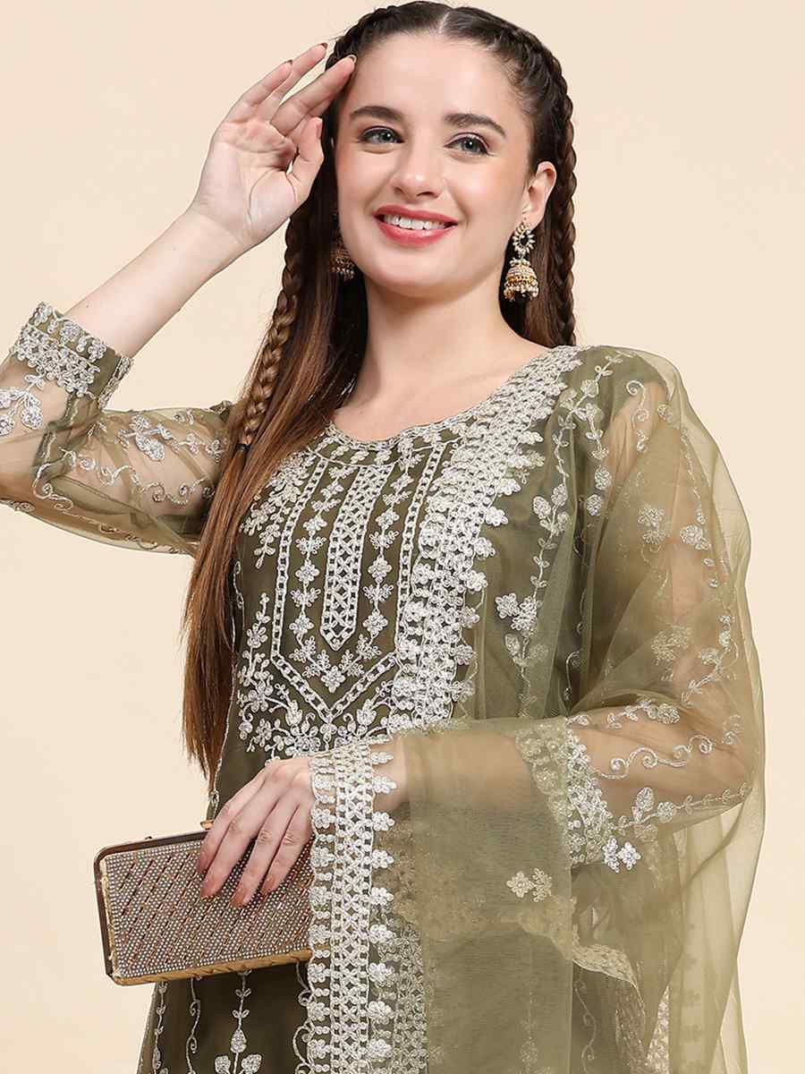 Mahendi Net Embroidered Festival Mehendi Pant Salwar Kameez