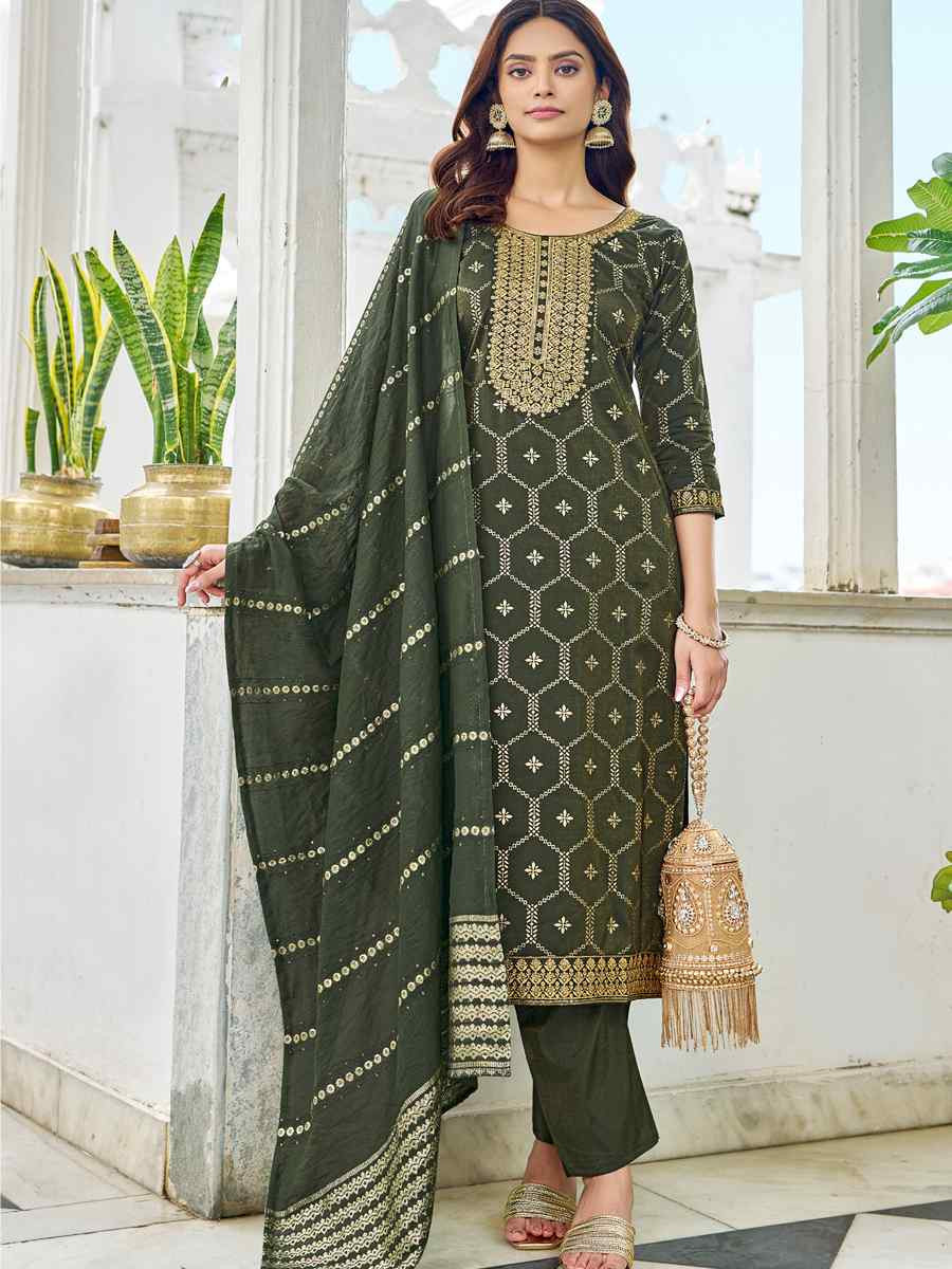 Mahendi Pure Viscose Simmer Roman Embroidery Party Wedding Festival Casual Ready Pant Salwar Kameez