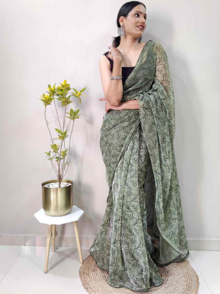 Mahendi Soft Net Printed Casual Festival Contemporary Saree