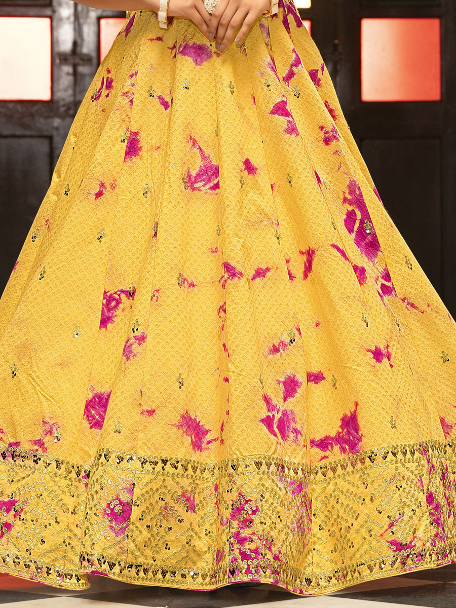 Maize Yellow Cotton Embroidered Party Gown