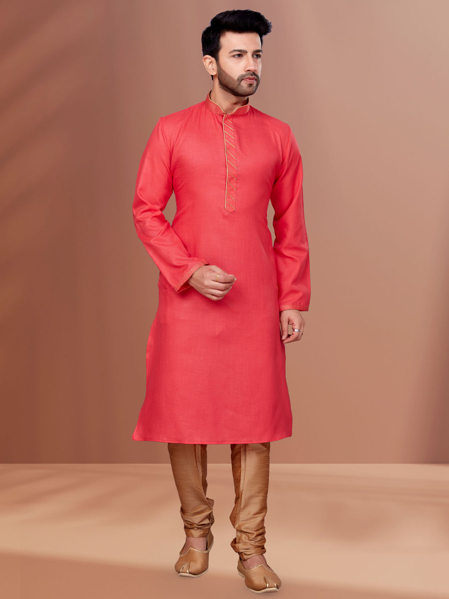 Majenta Cotton Woven Festival Kurta