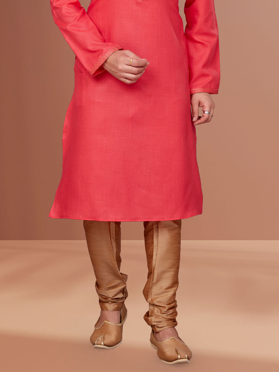 Majenta Cotton Woven Festival Kurta