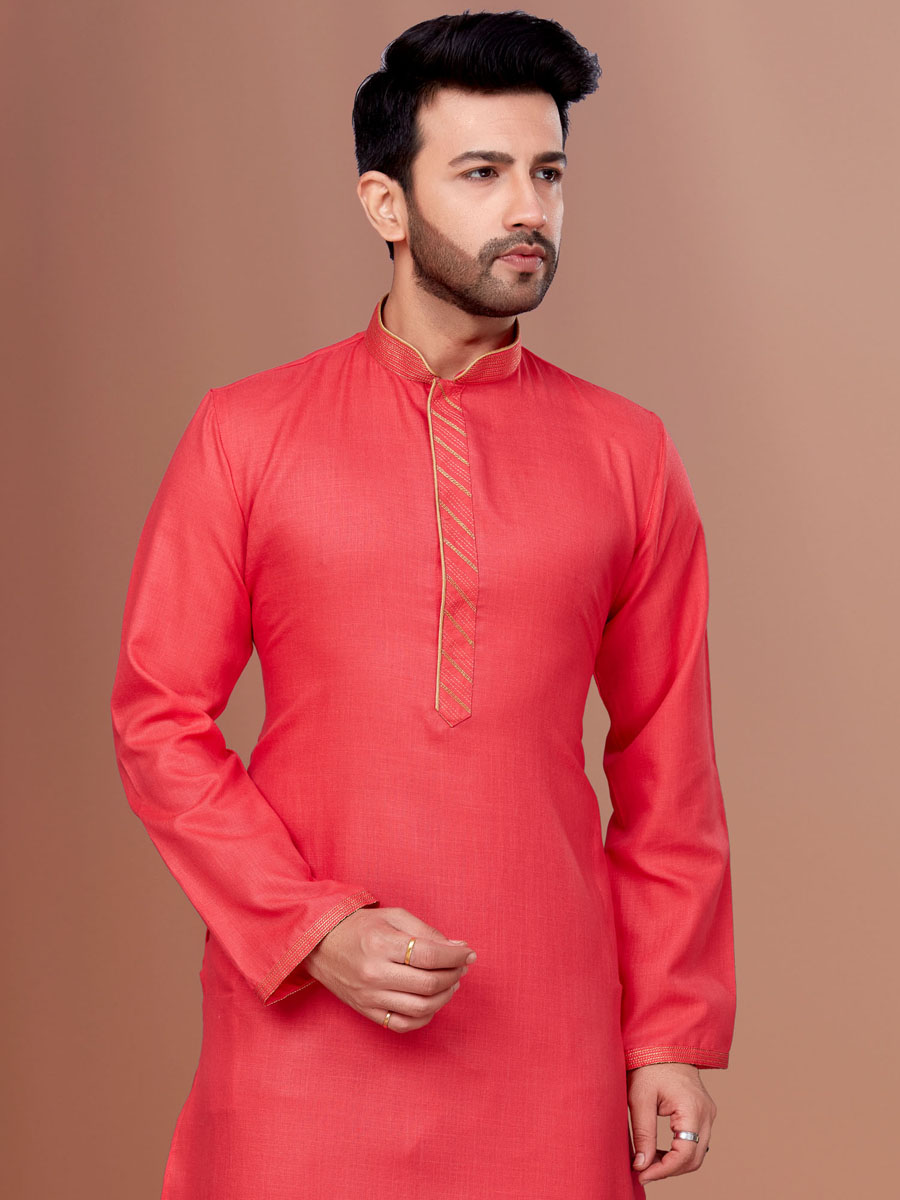 Majenta Cotton Woven Festival Kurta