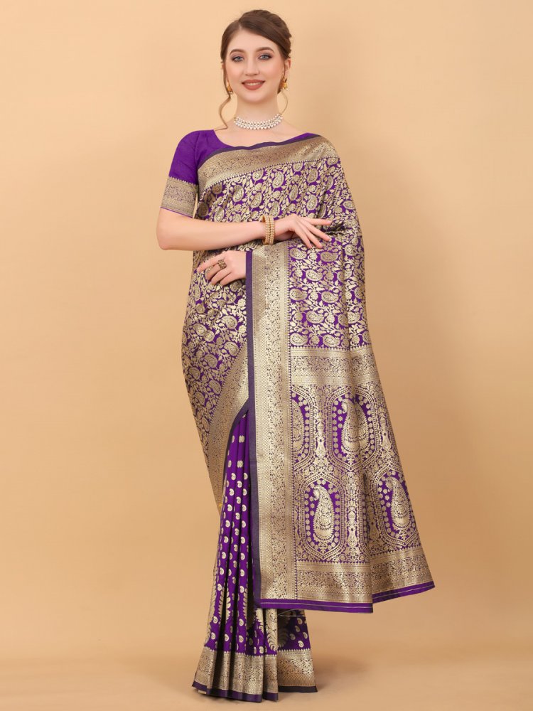 Majorelle Blue Silk Handwoven Party Saree