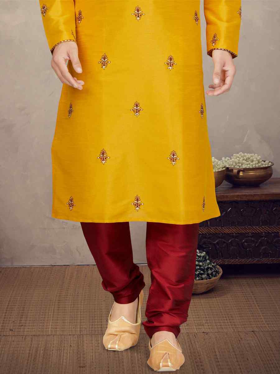 Mango Art Silk Woven Festival Mehendi Kurta