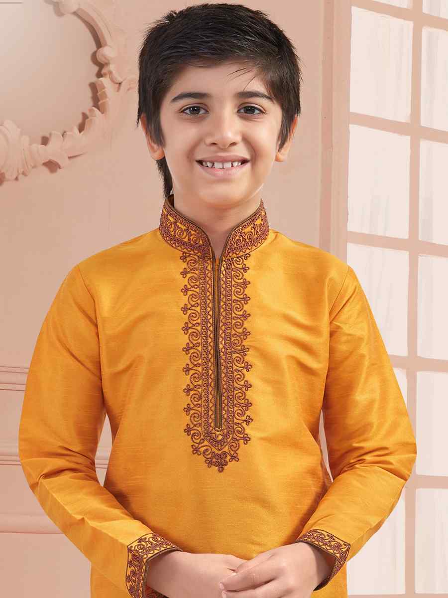 Mango Art Silk Zardosi Festival Kurta Pyjama Boys Wear