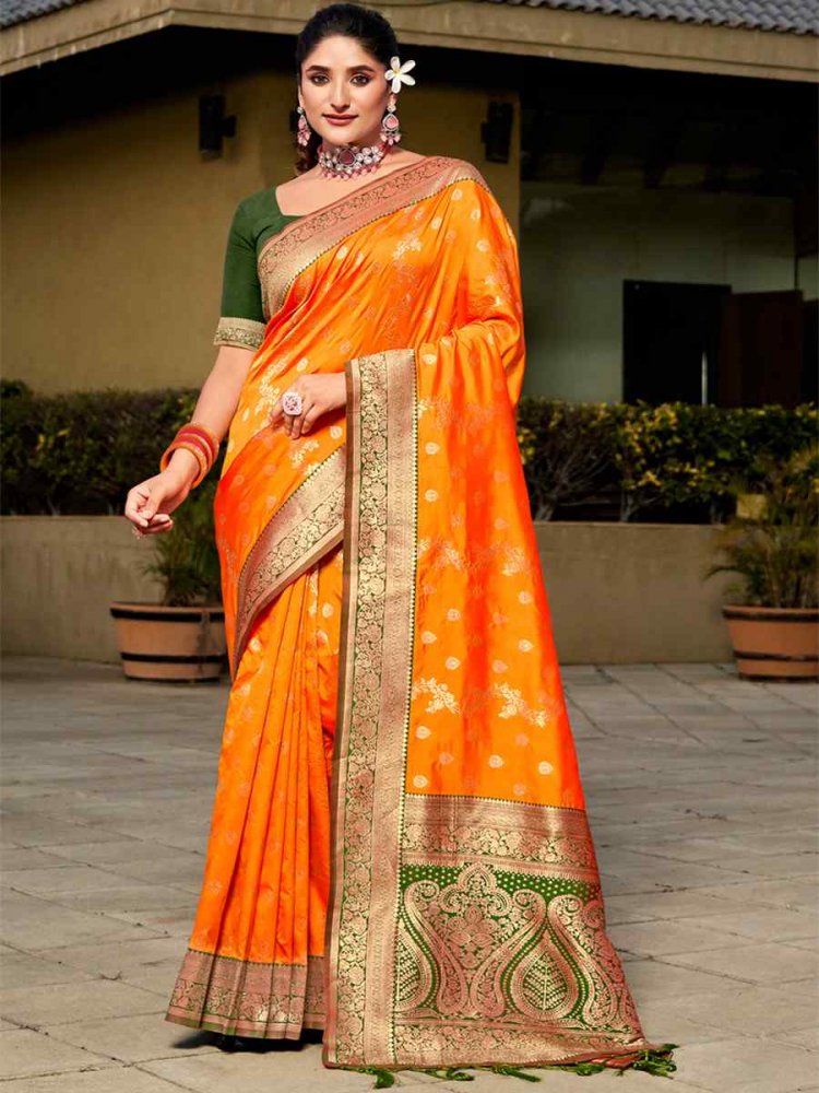 Mango Banarasi Silk Handwoven Wedding Festival Heavy Border Saree