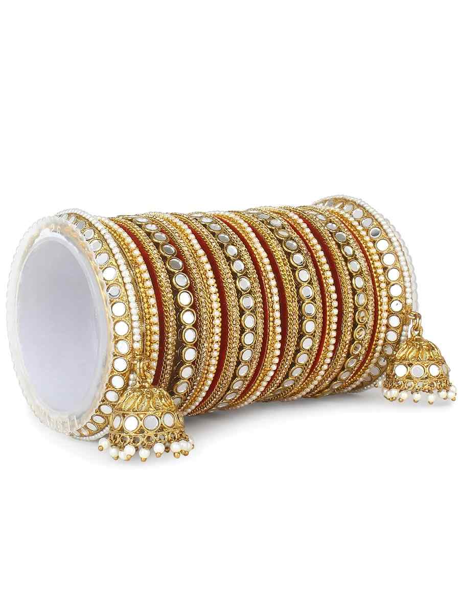 Maroon Alloy Festival Wear Kundan Bangles