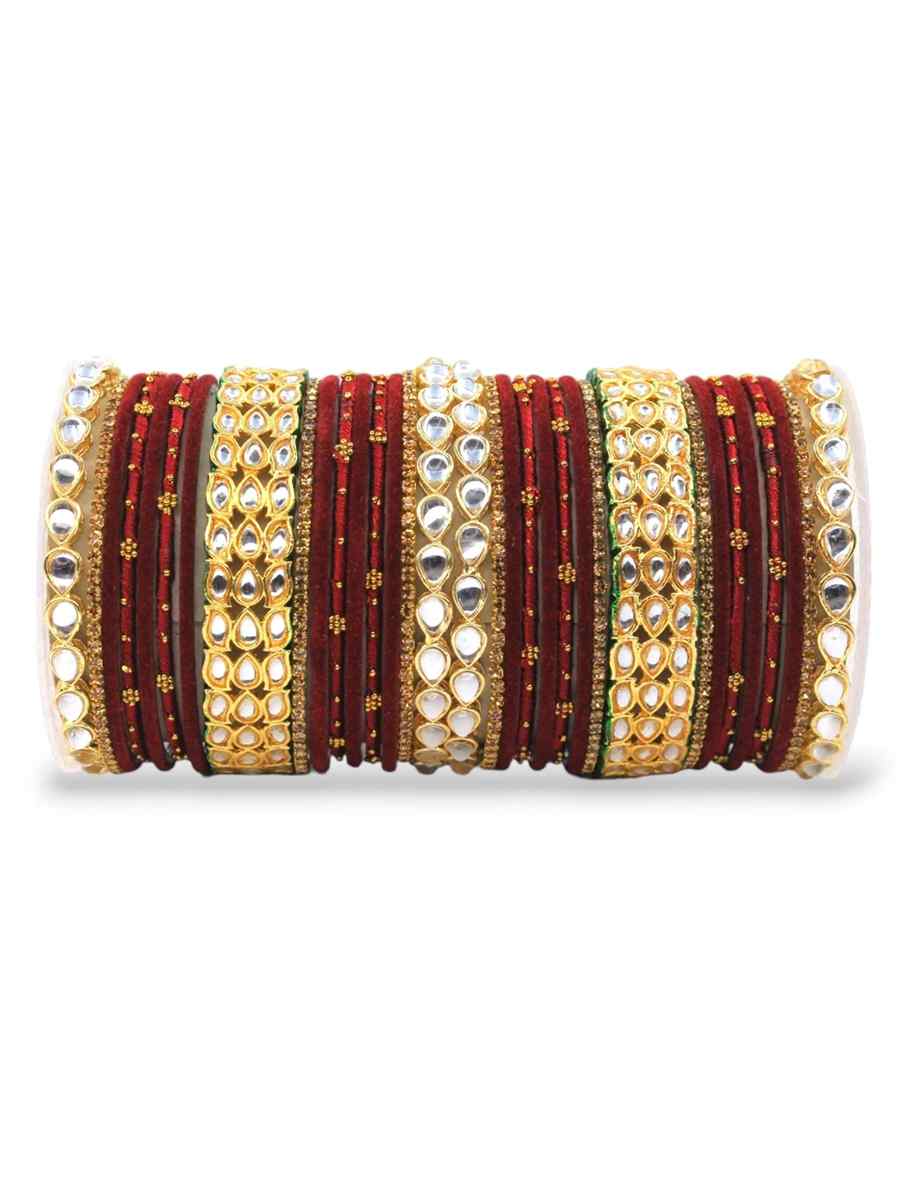 Maroon Alloy Festival Wear Kundan Bangles