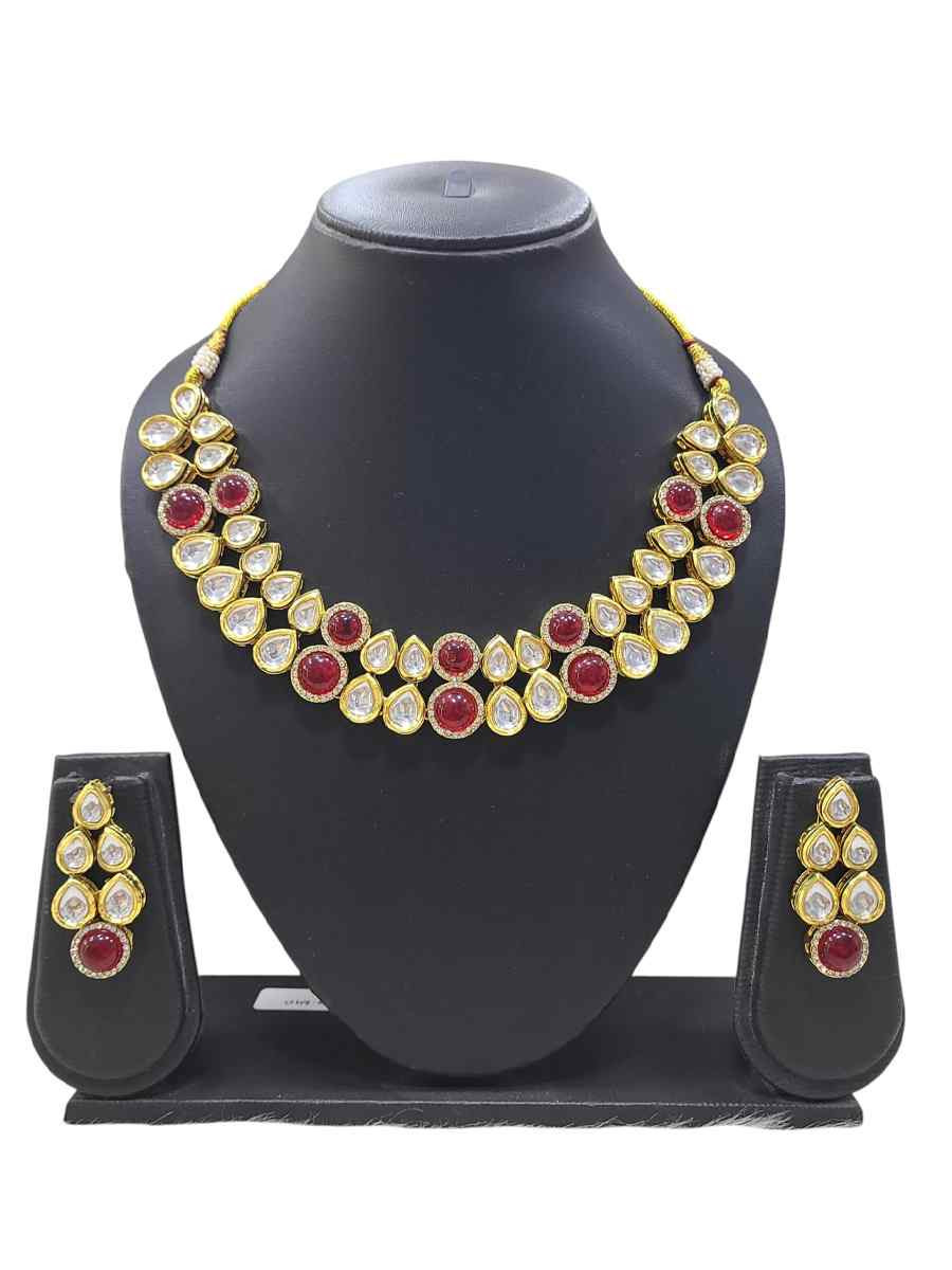 Maroon Alloy Festival Wear Kundan Necklace