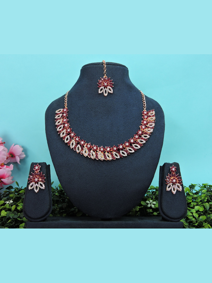 Maroon Alloy Festival Wear Kundan Necklace