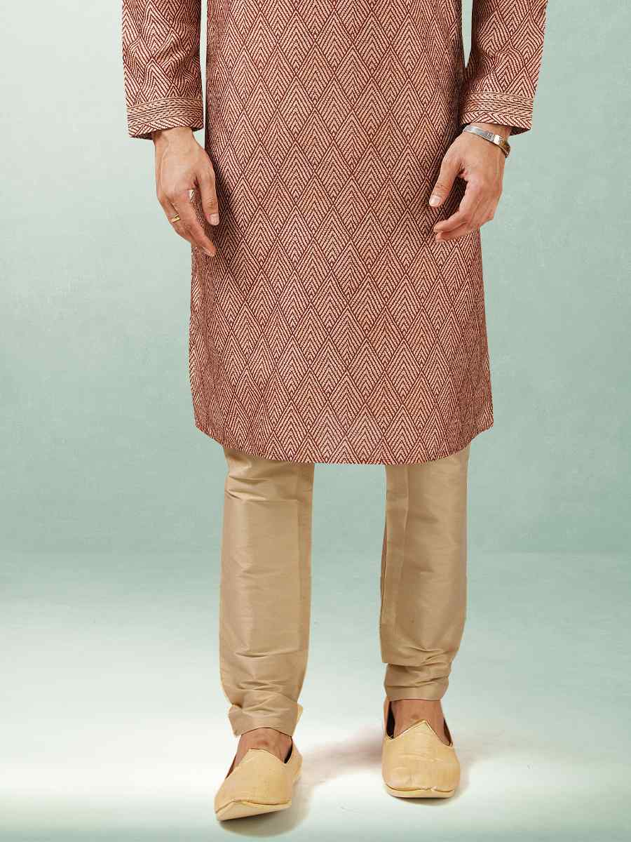 Maroon Art Silk Printed Festival Kurta