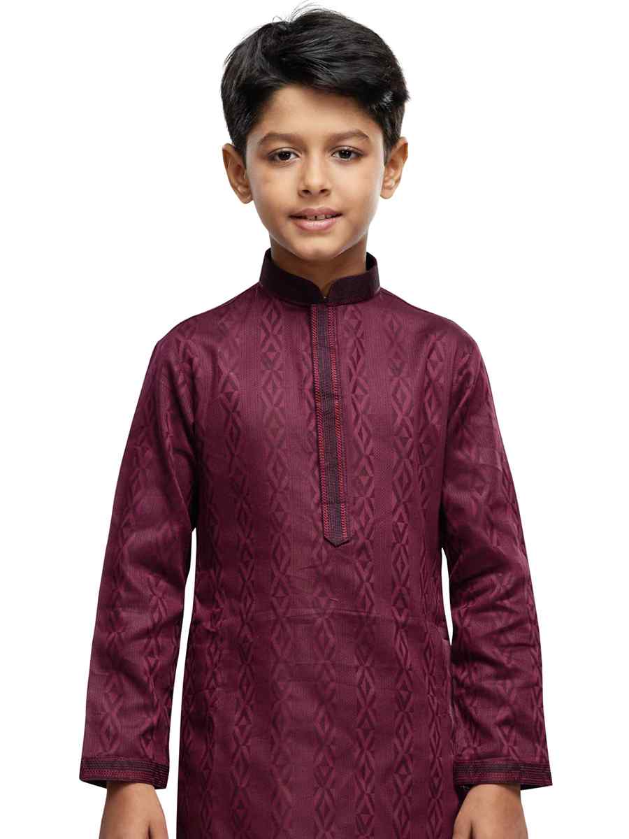 Maroon Art Silk Printed Festival Party Kurta