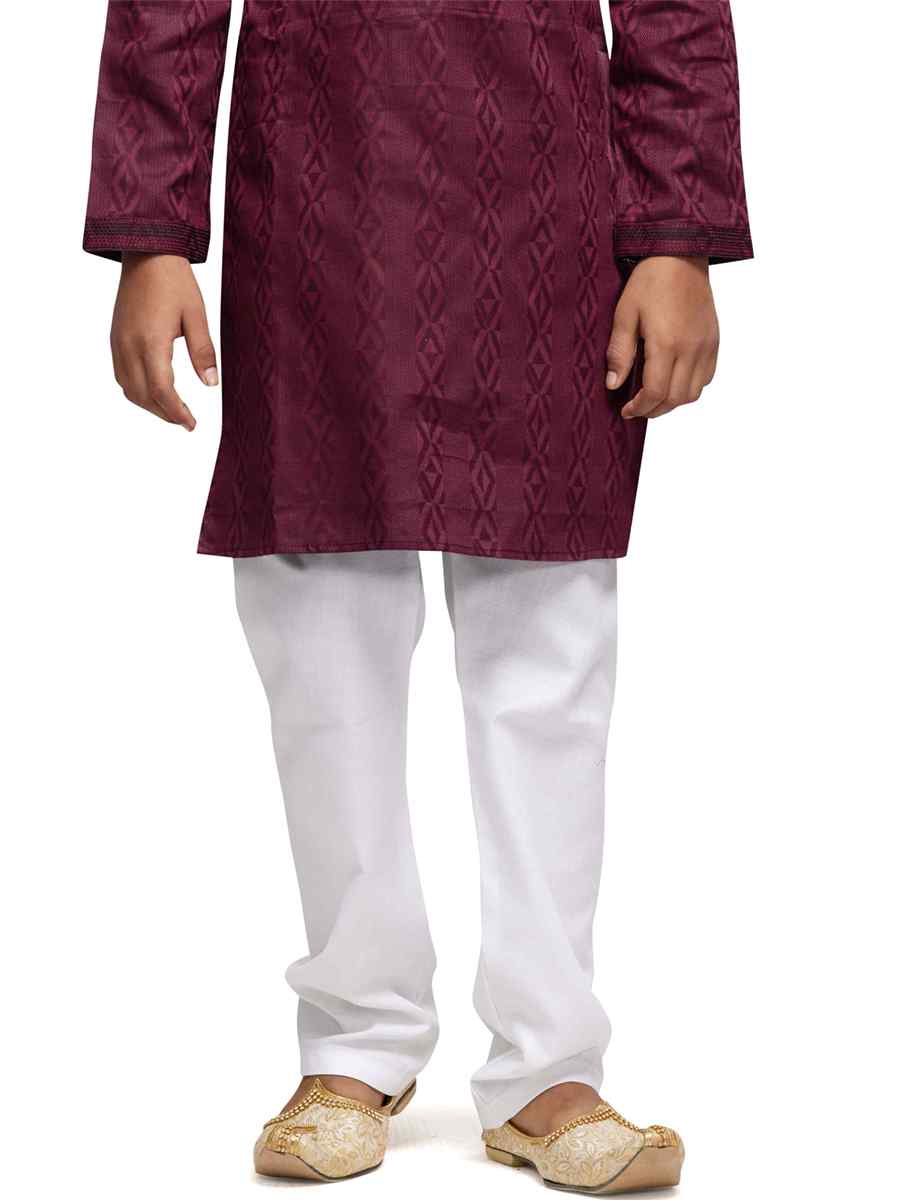 Maroon Art Silk Printed Festival Party Kurta