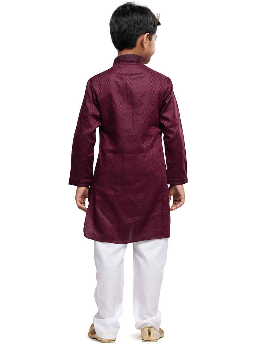 Maroon Art Silk Printed Festival Party Kurta