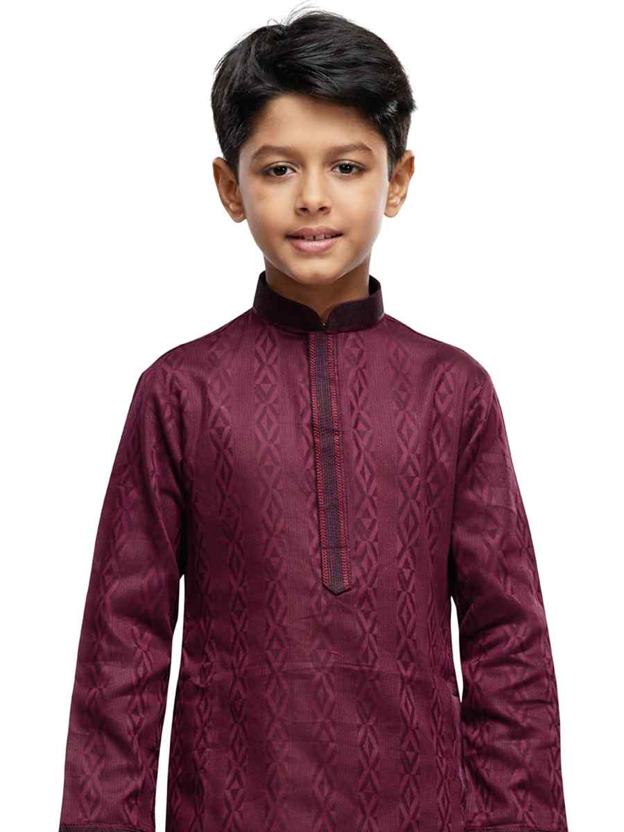 Maroon Art Silk Printed Festival Party Kurta