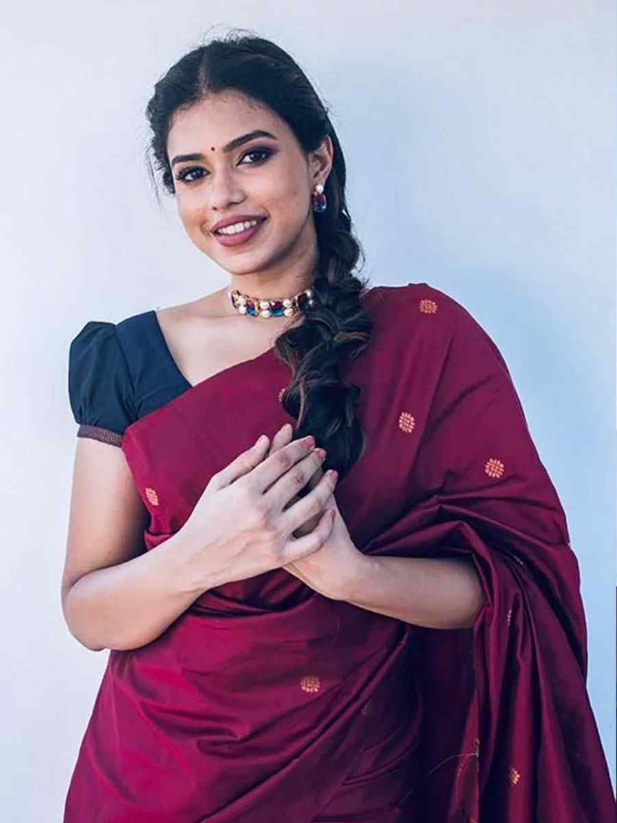 Maroon Banarasi Silk Handwoven Party Festival Wedding Traditional Fancy Classic Style Sarees