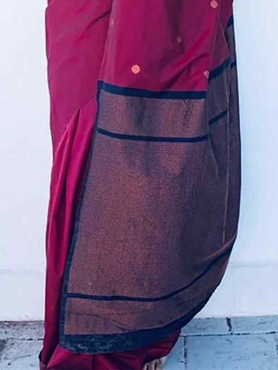 Maroon Banarasi Silk Handwoven Party Festival Wedding Traditional Fancy Classic Style Sarees