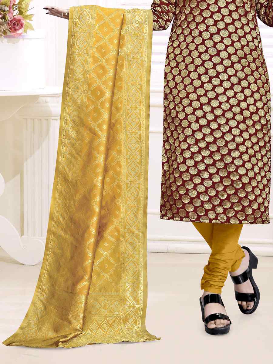 Maroon Banarasi Silk Handwoven Wedding Festival Churidar Salwar Kameez