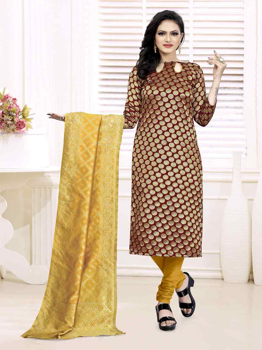 Maroon Banarasi Silk Handwoven Wedding Festival Churidar Salwar Kameez
