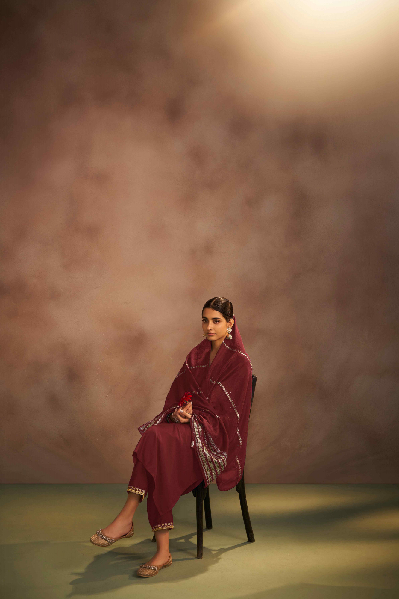 Maroon Chinon Embroidery Party Wedding Festival Casual Ready Pant Salwar Kameez