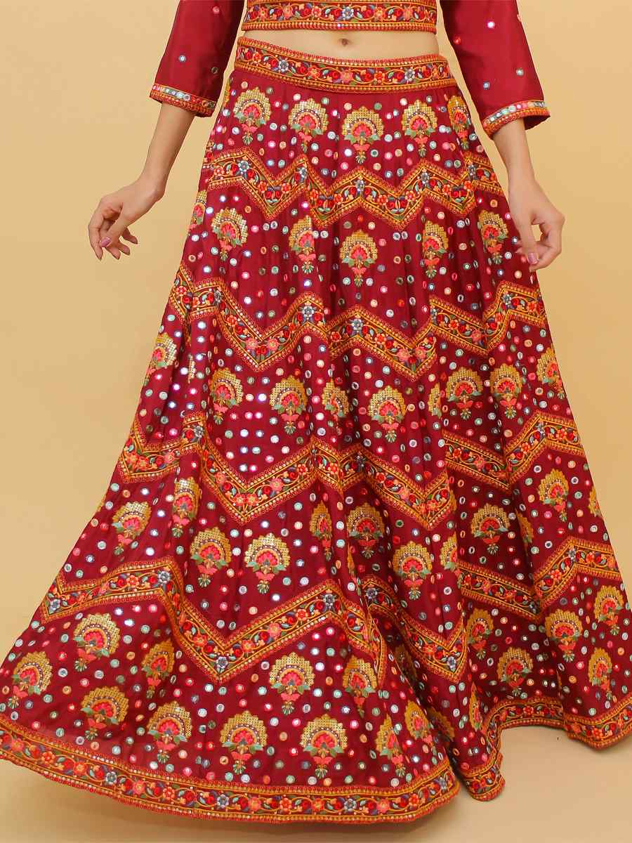 Maroon Chinon Sequins Party Wedding Traditional Lehenga Choli