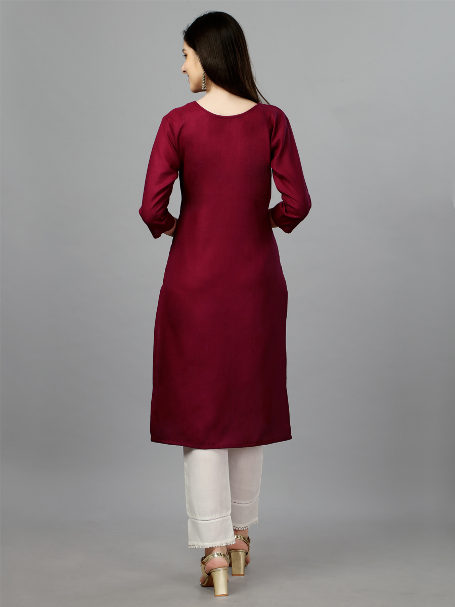 Maroon Cotton Handwoven Festival Casual Kurti