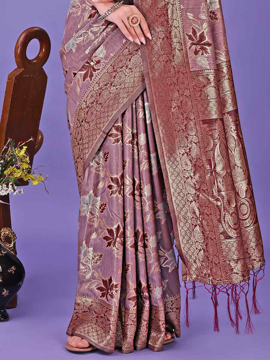 Maroon Cotton Handwoven Festival Wedding Fancy Heavy Border Saree