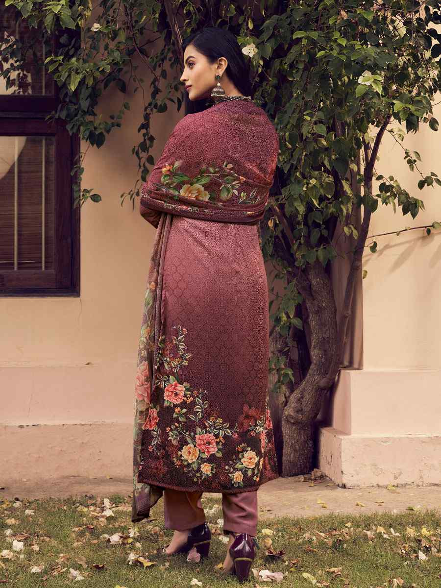 Maroon Crepe Printed Festival Casual Pant Salwar Kameez