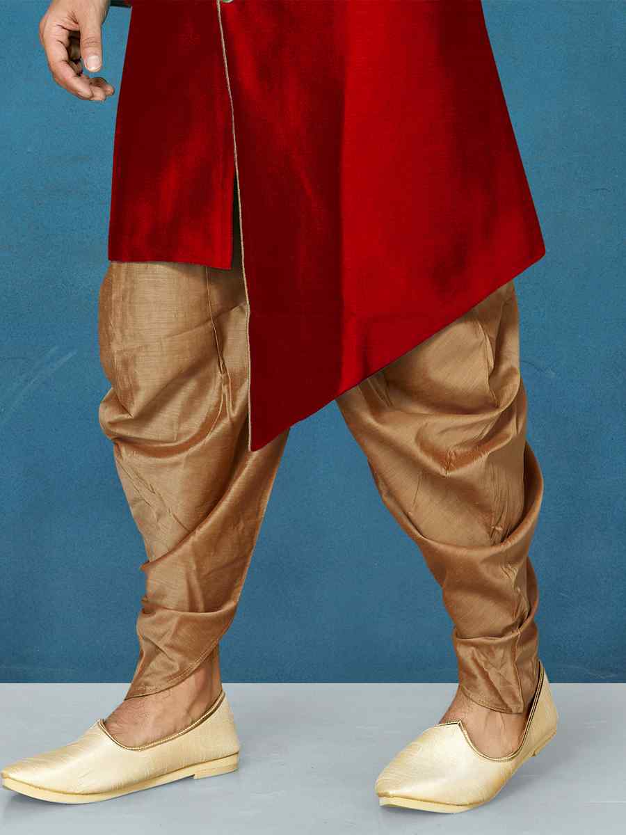 Maroon Dhupion Art Silk Woven Festival Wedding Sherwani