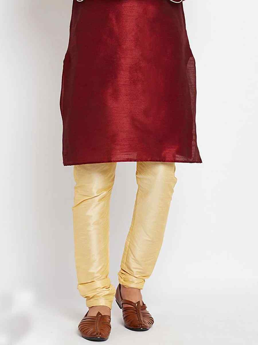 Maroon Dhupion Silk Plain Festival Kurta