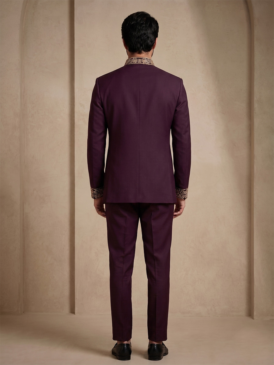 Maroon Doniar Satin Embroidery Wedding Party Festival Casual Groom Ready jodhpuri suit
