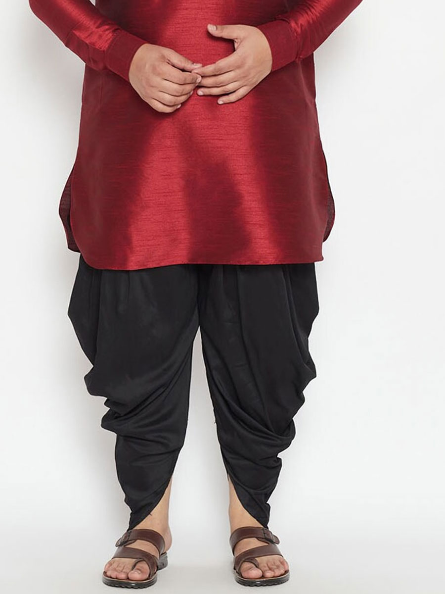 Maroon Dupion Silk Festival Plain Kurta