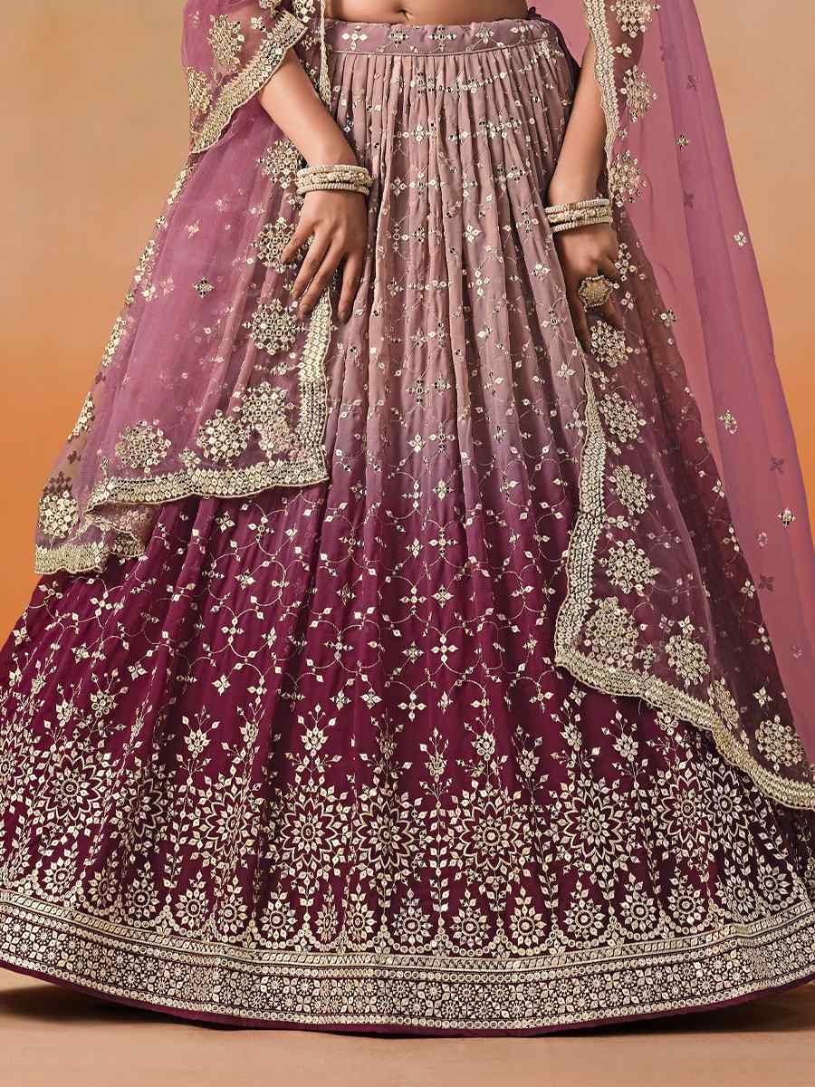 Maroon Georgette Embroidered Festival Party Wear Circular Lehenga Choli