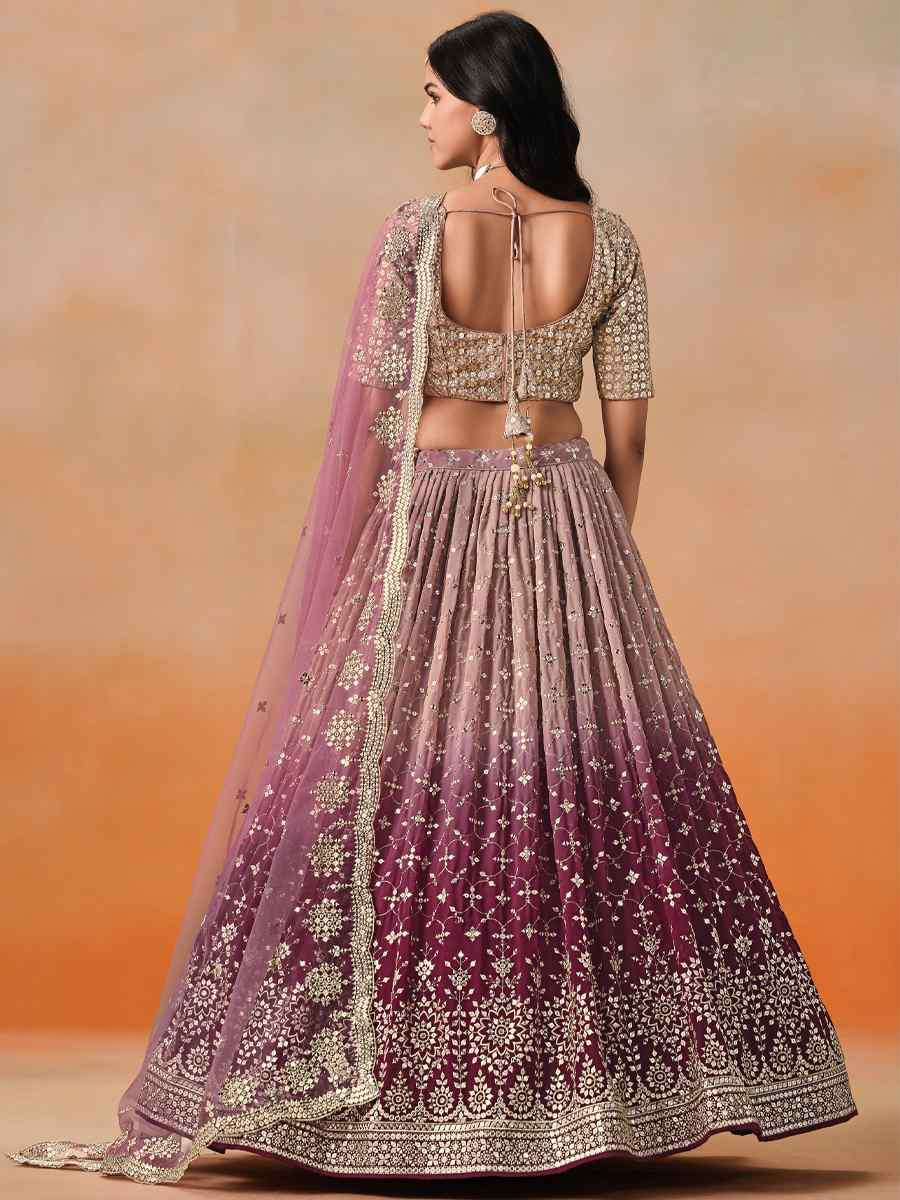 Maroon Georgette Embroidered Festival Party Wear Circular Lehenga Choli