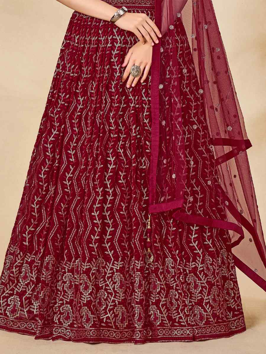 Maroon Georgette Sequins Festival Circular Lehenga Choli