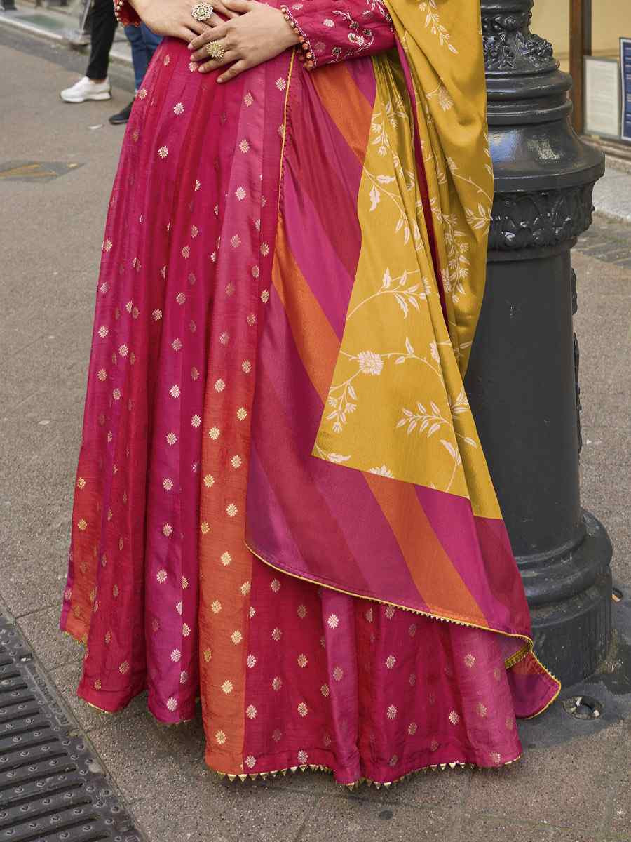 Maroon Heavy Real Vichitra Silk Embroidered Festival Casual Gown Women Wear