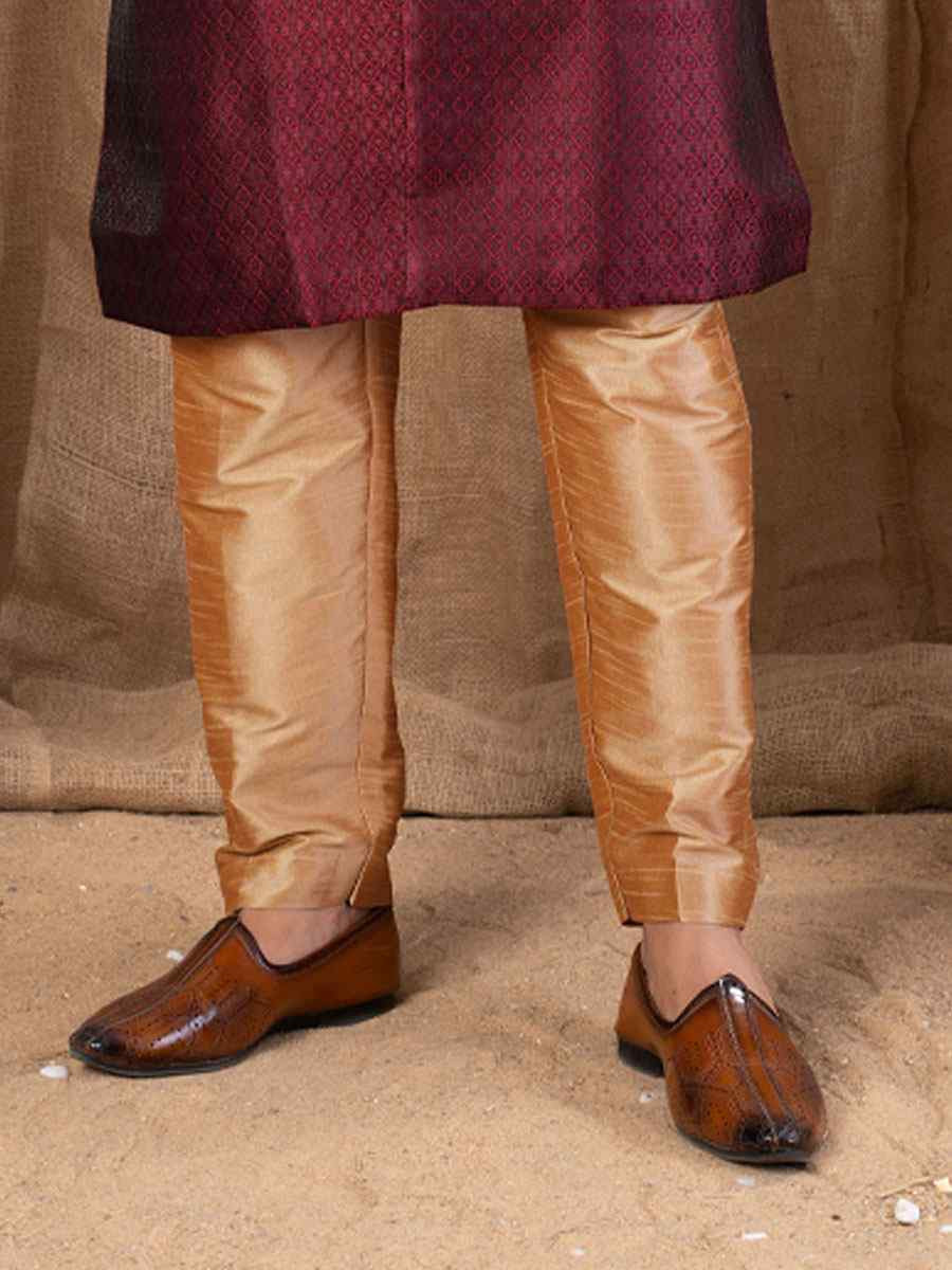 Maroon Jacquard Embroidery Festival Wedding Party Mens Kurta