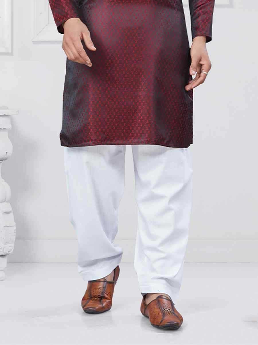 Maroon Jecquard Silk With Digital Print Festival Casual Kurta