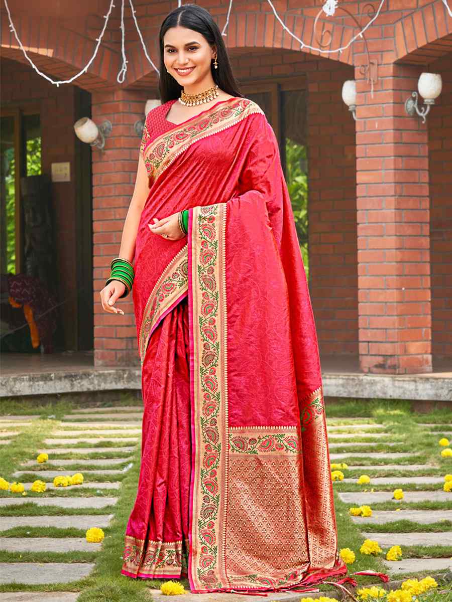 Maroon Kanjivaram Silk Handwoven Wedding Festival Heavy Border Saree