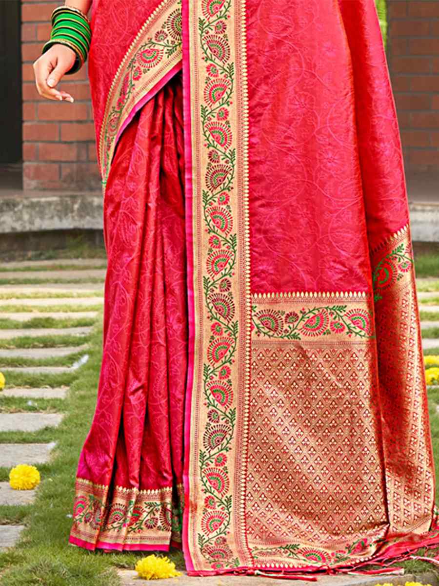 Maroon Kanjivaram Silk Handwoven Wedding Festival Heavy Border Saree