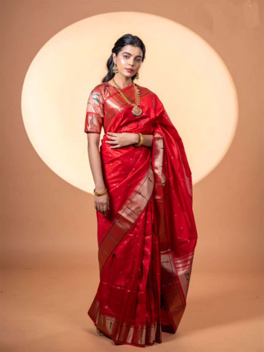 Maroon Khadi Silk Handwoven Wedding Reception Party Festival Casual Heavy Border Sarees