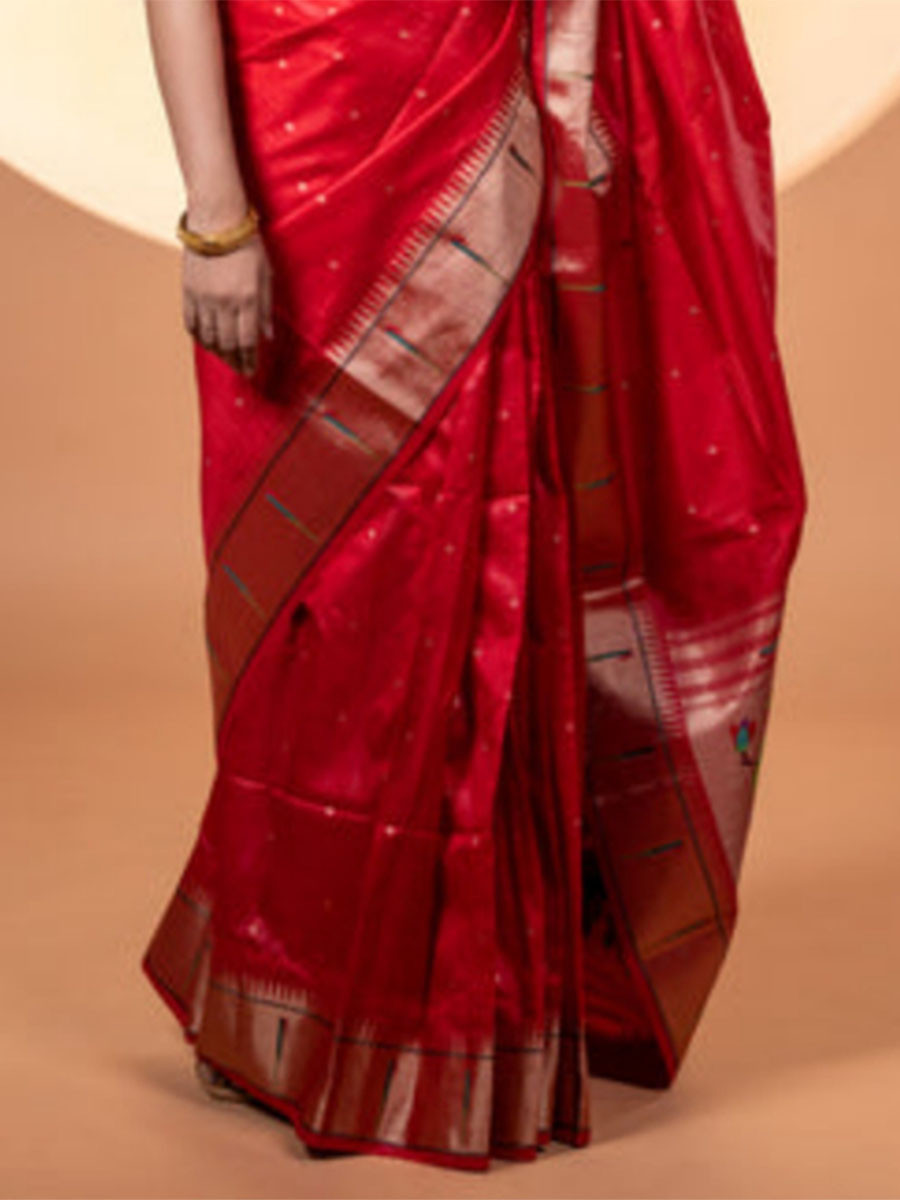 Maroon Khadi Silk Handwoven Wedding Reception Party Festival Casual Heavy Border Sarees