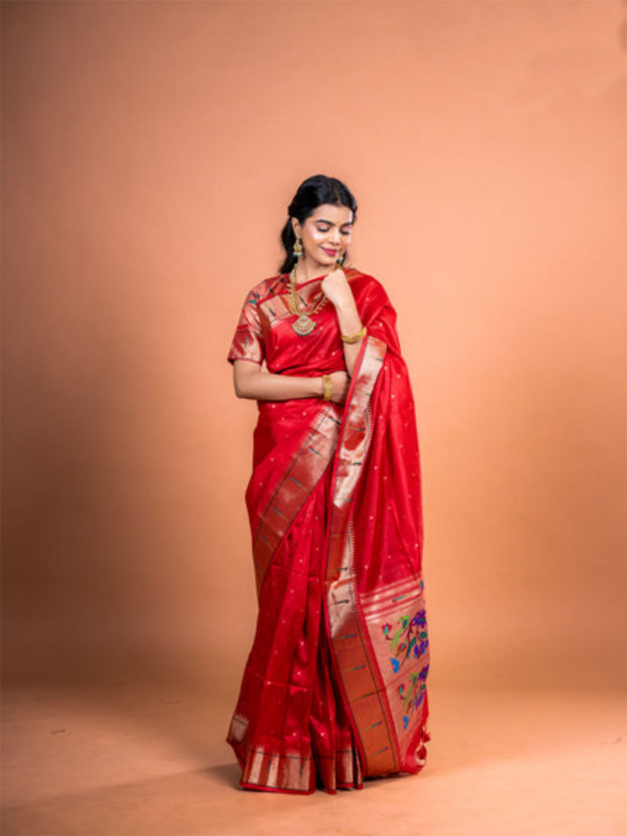 Maroon Khadi Silk Handwoven Wedding Reception Party Festival Casual Heavy Border Sarees