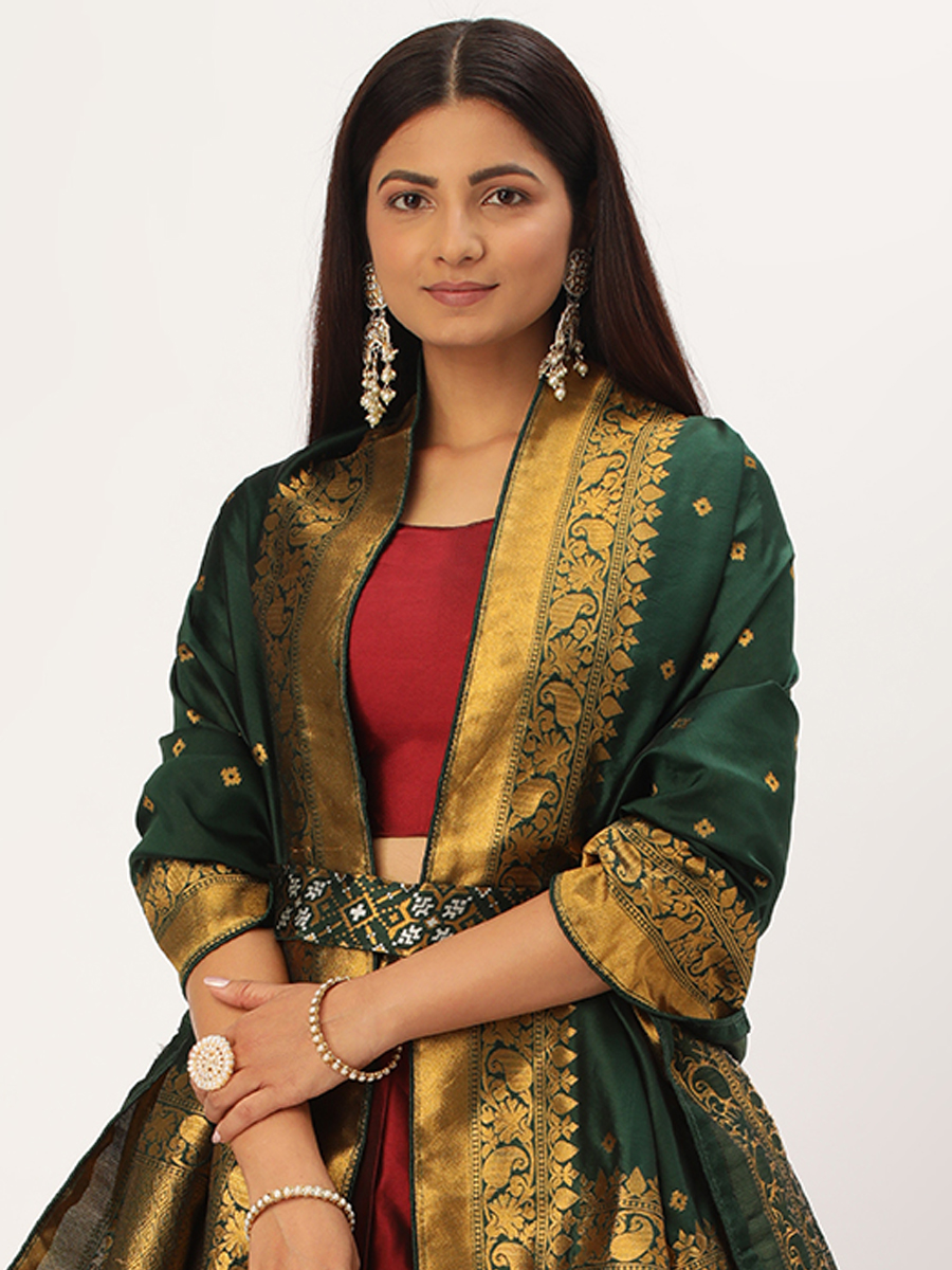 Maroon Lichi Silk Zari Festival Traditional Lehenga Choli