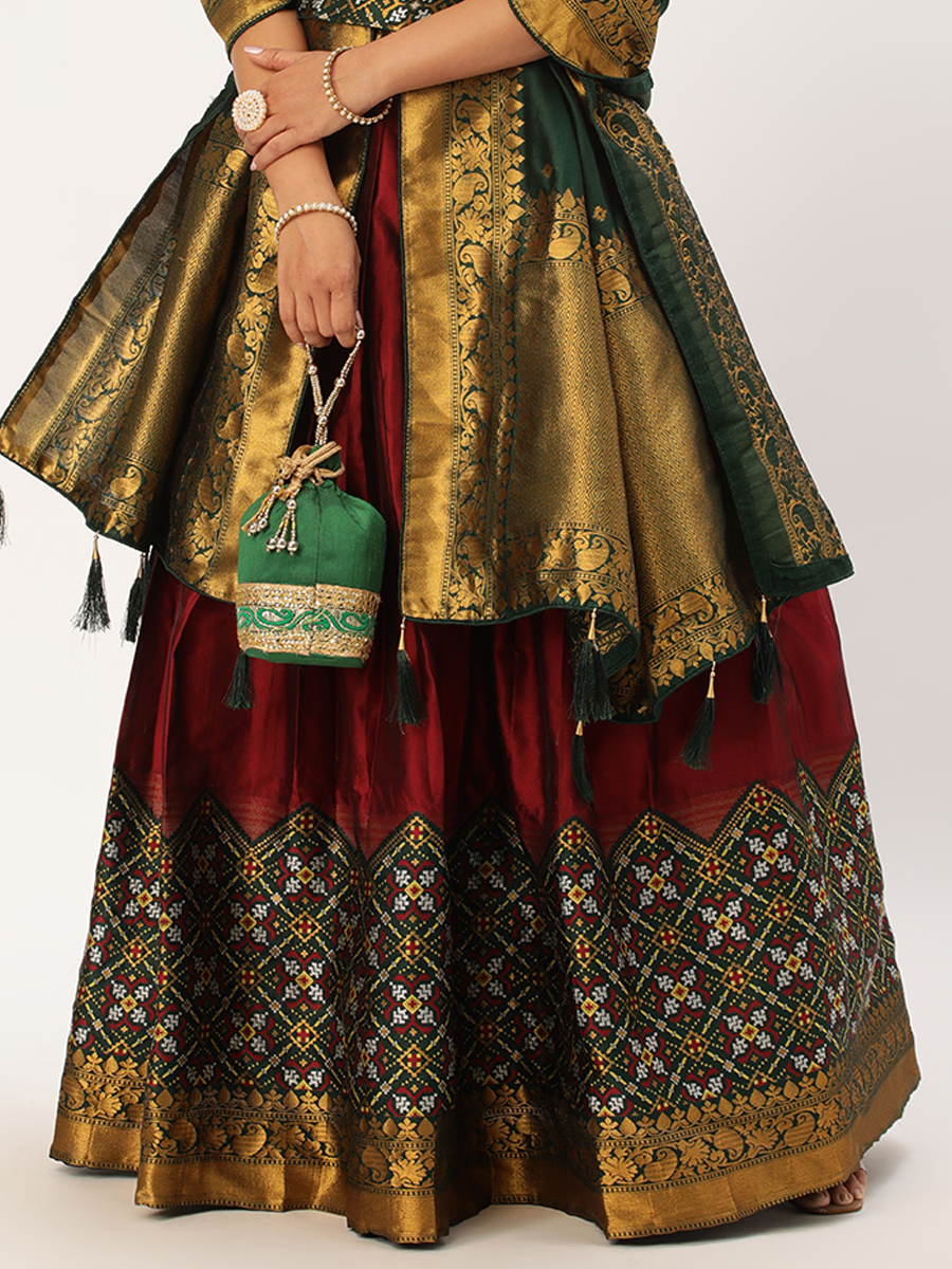 Maroon Lichi Silk Zari Festival Traditional Lehenga Choli