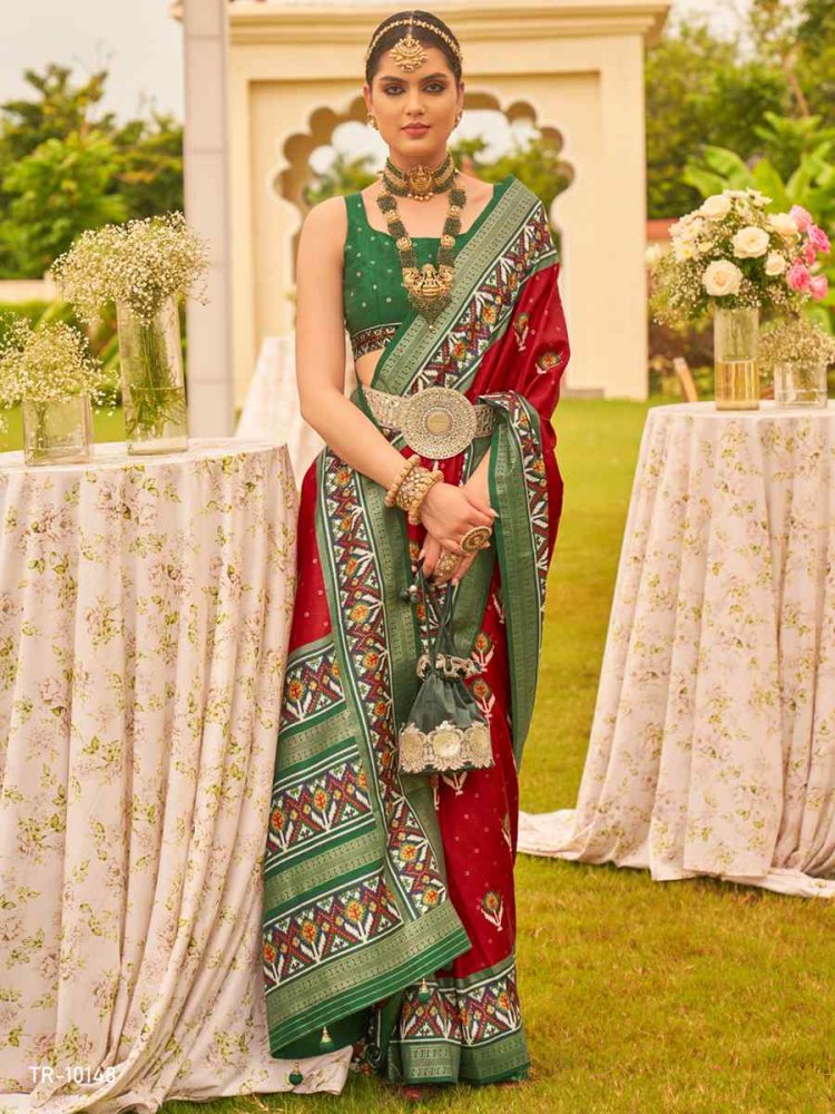 Maroon Mercerized Sigma Silk Handwoven Wedding Festival Heavy Border Saree
