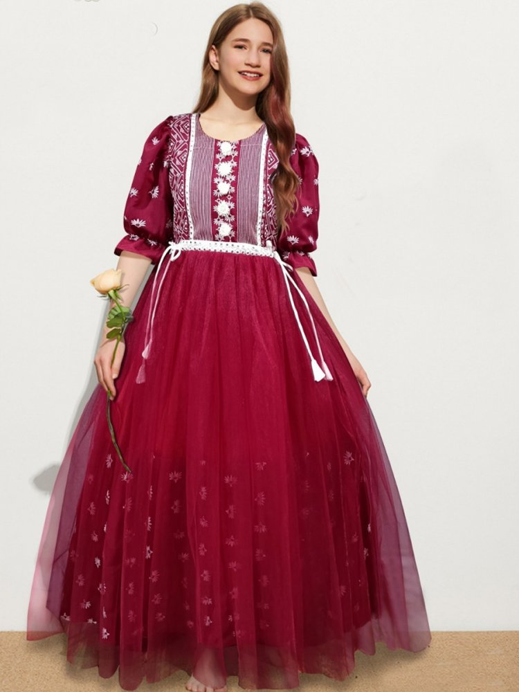 Maroon Muslin Soft Net Embroidered Festival Wedding Salwars Girls Wear